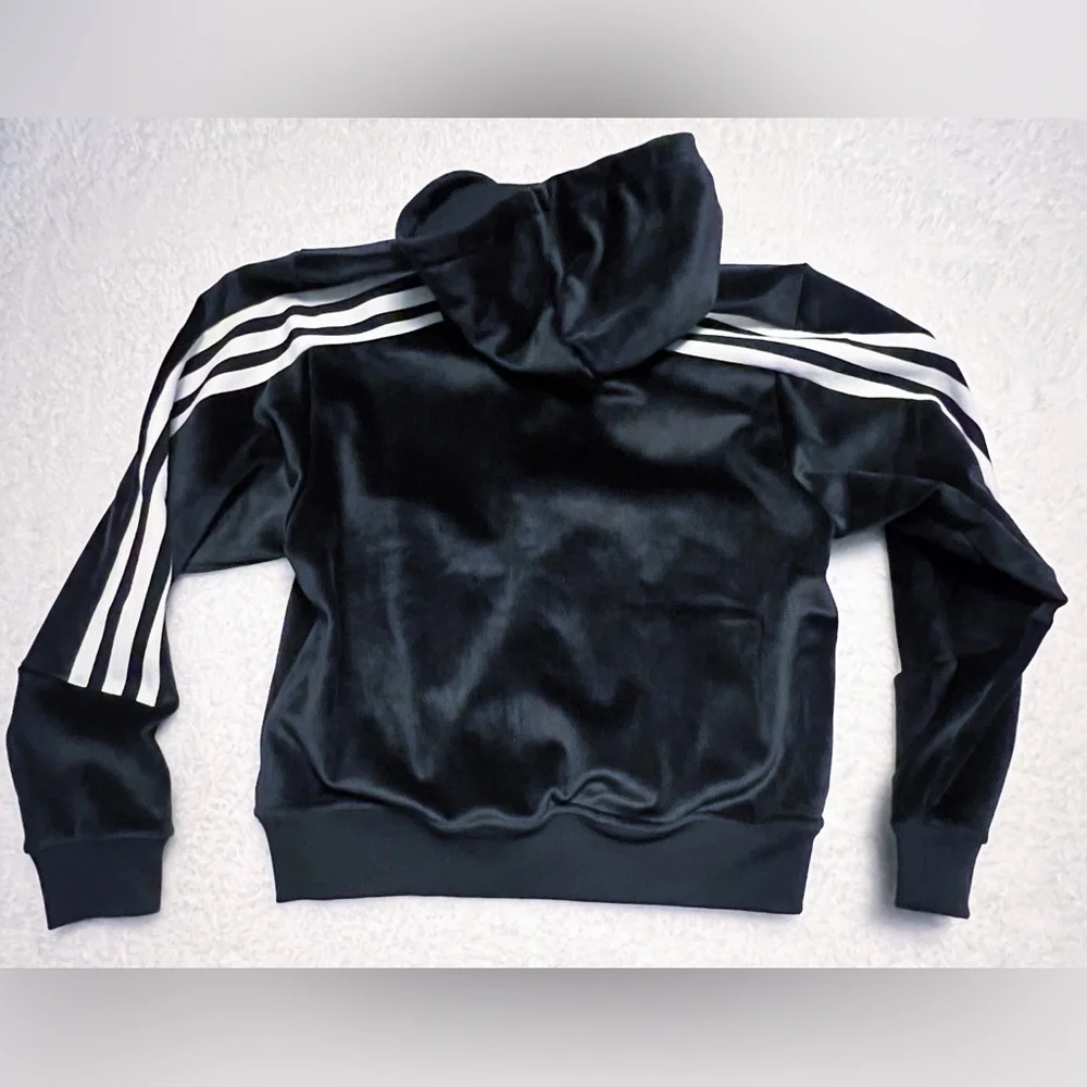 Men’s RARE Adidas NWT Medium Future Icons Ribbed Hoodie/Pants Velour Set - Picture 9 of 15